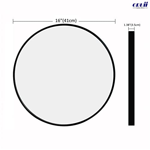 Oruii Small Round Mirror, 16 Inch Round Mirror, Small Circle Mirror Metal Frame, Black Circular Mirrors For Vanity, Nursery, Powder Room, Makeup, Kids. #TOP2