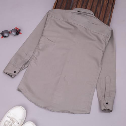 Image of Vikita Enterprise Kid Boy's Cotton Solid Shirt with Spread Collar Neck Full Sleeves Button Closure Curved Length and One Pocket | Shirt For Kids Boys