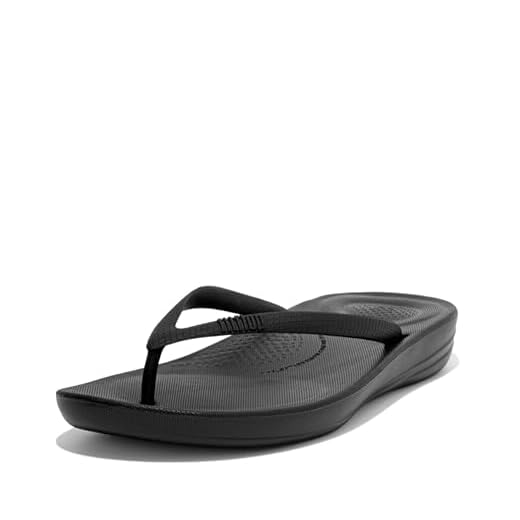 FitFlop Women's IQUSHION FLIP Flop-Solid, All All Black, 9 M US