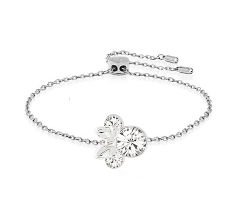 Kaguya Silver Bracelets for Women - Rose Gold Sterling Silver Clear Zirconia Cute Mouse Adjustable Infinity Charm Link Bracelets for Women Girls, Friendship Bracelets