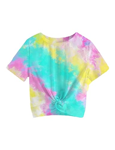 Image of Girls Shirts Casual Summer Twist Front Tunic Blouses Cute Tee Shirt Tops Size 5-14 Years