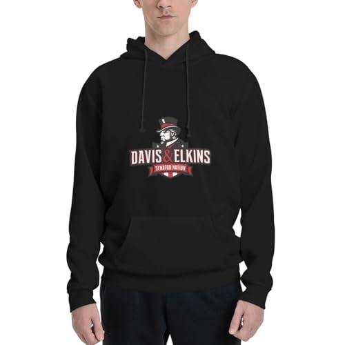 WINDALY Davis&Elkins College Men'S Polyester Fleece Hooded Sweatshirt Crewneck Long Sleeve Pullover