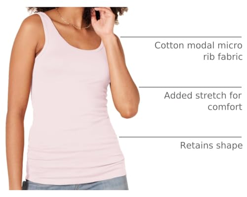 Image of Amazon Essentials Women's Slim-Fit Ribbed Scoop Neck Tank Tops, Pack of 2