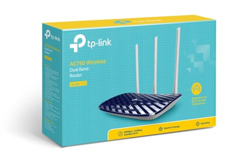 TP-Link Archer C20 - Router inalámbrico de Doble Banda, 750 Mbps, 2.4 GHz a 300 Mbps y 5 GHz a 433 Mbps, 3 Antenas externas de Doble Banda, Fast Ethernet, Puerto de 100 Mbps, Blanco