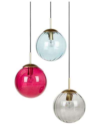 Hängelampe aus Glas mehrfarbig / bunt 3-flammig Kugelform 3er Set Kangaroo