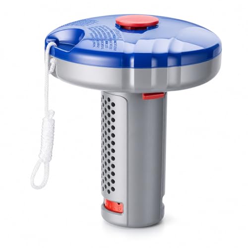 Vikerniel Pool Chlorine Floater, Hot Tub Floating Chlorine Dispenser for Pools Fits 1" Tablets - Easy Use with 6 Adjustable Flow Vents Balanced Chemical Dispenser for Small Pools SPA