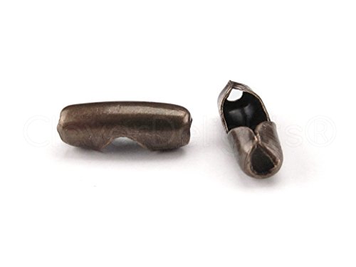 CleverDelights Ball Chain Connector Clasps - 100 Pieces - For 2.4mm Ball Chains - Antique Copper Color