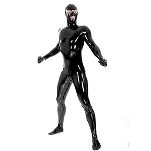 Full Body Latex Catsuit Back Zipper Open Eyes Mouth for Men Tight Rubber Bodysuit Jumpsuit Party Wear