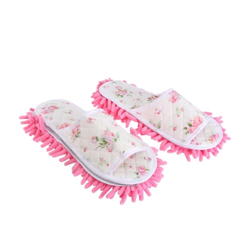 VALICLUD Mikrofaser Mop Hausschuhe Rosa Blumenmuster