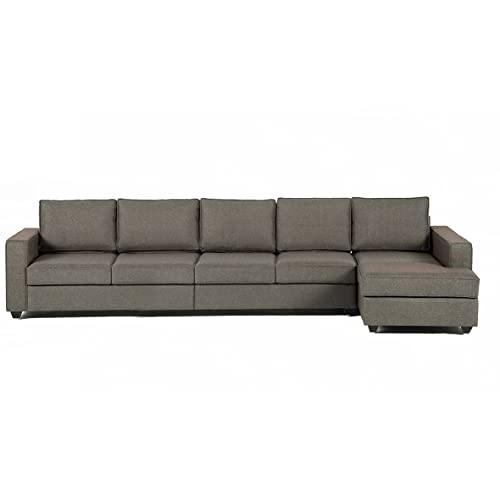 Image of Wakefit Sofa Set | 3 Year Warranty | Sofa 3 Seater, 3 Seater Sofa for Living Room, Wooden Sofa Set, 4 Seater + Right Aligned, Sofa for Living Room - Napper(Omega : Grey)