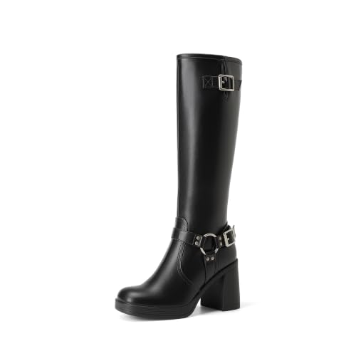 DREAM PAIRS Women's Platform Chunky Knee High Boots 7 Black