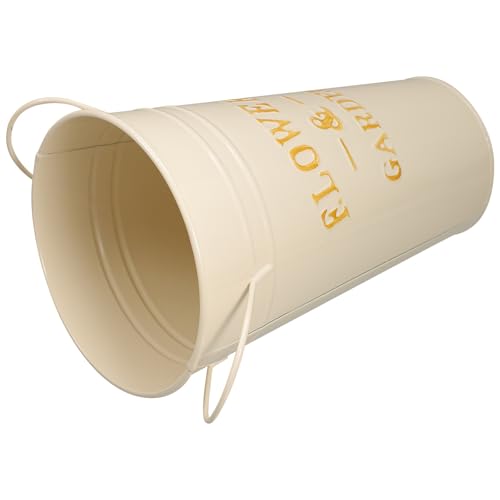 NIYANGLE Cubo de Flores de Hierro Blanco Diseño Creativo, Multiusos para Plantas Pequeñas y Flores de Seda en Jardín o DIY, Acabado Fino y Resistente