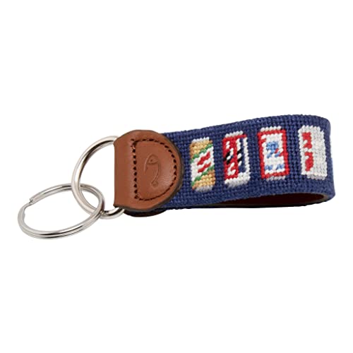 Image of Leather Hand-Stitched Needlepoint Key Fob or Key Chain