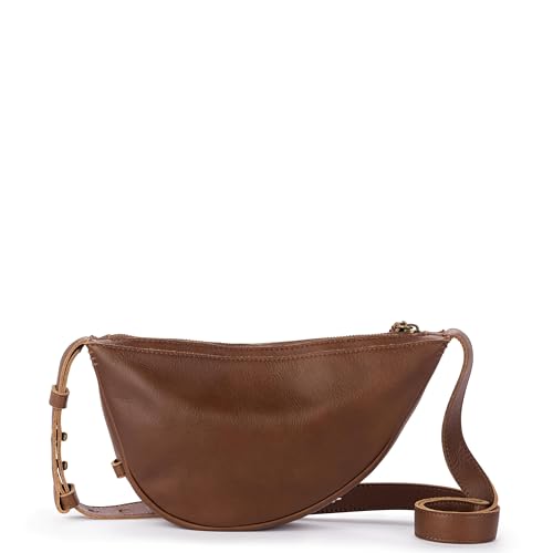 Image of The Sak Tess Leather Crescent Shoulder Bag - Premium Women's Handbag for Everyday & Travel - Adjustable Strap with Zipper Closure - Whiskey