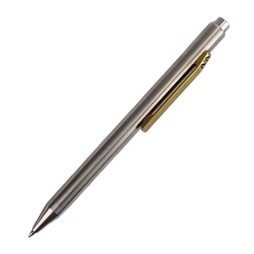 yuwqqoajv Bolígrafo de aleación de titanio con recambios de tinta negra para una escritura fluida. Bolígrafo retráctil profesional de oficina de 0,5 mm.