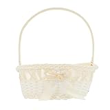 HOODANCOS Cesta de Mimbre Mediana Asa para Flores y Picnic, Contenedor Decorativo para Bodas y Eventos al Aire Libre Beige Estilo Aleatorio