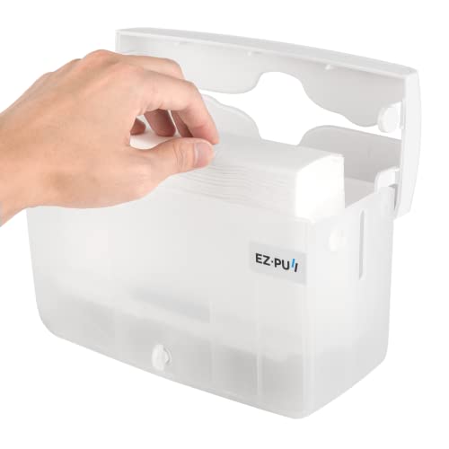 Image of EZbrnd Countertop SLIMFOLD Hand Towel Dispenser for Kitchen /Bathroom /Office /RV /Airbnb, Guest Towel Holder, Pearl White