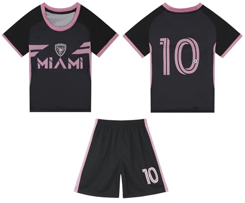 Yanzeeg 2024-25 Pink Black Soccer Football Jerseys for Kids Boys Girls Youth(Black,30)