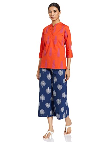 Image of Amazon Brand - Myx Women Printed Regular Cotton Short Kurti (Available in Plus Sizes)