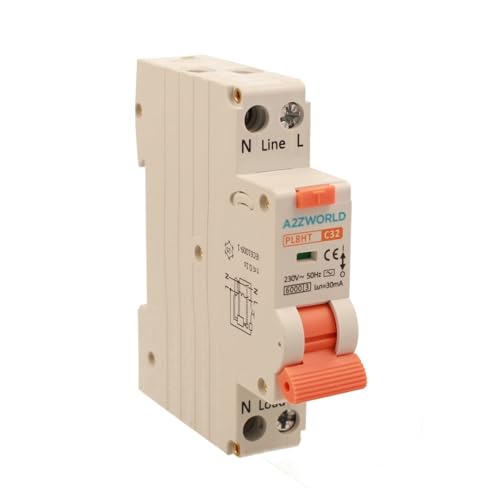 Interruptor magnetotérmico diferencial 32A C32 tipo AC curva C 1P+N 6kA 30mA 220V RCBO salvavidas