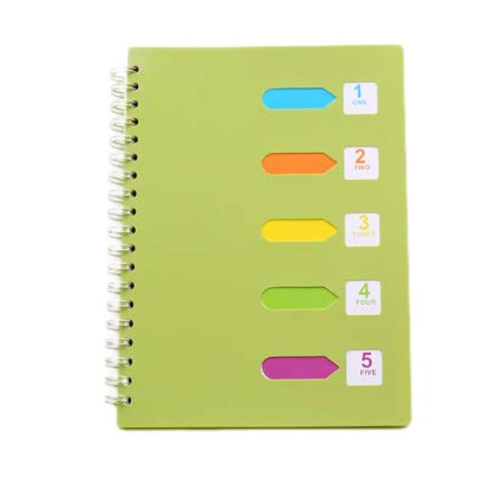 Amazon | Chris.W 5科目ノートブック 仕切りインデックスタブ