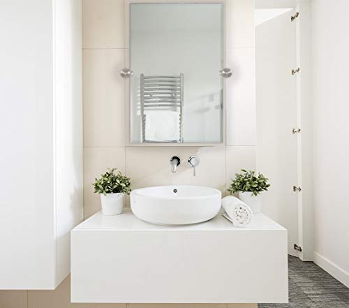 Hamilton Hills 20X30 Inch Frameless Pivot Mirrors For Bathrooms With Brushed Chrome Rounded Wall Brackets | Rectangular Tilting & Farmhouse Wall-Mounted Vanity | Hangs Horizontally And Vertically #TOP5