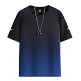[Anzn] Tシャツ メンズ 半袖 夏服 スポーツウェア メンズ 半袖 ビッグt グラデーション カットソー カ ジュアル ランニングウェア ゆったり おしゃれ 丸襟 軽い 速乾 通気 大きいサイズ 春 夏 秋-lan-M