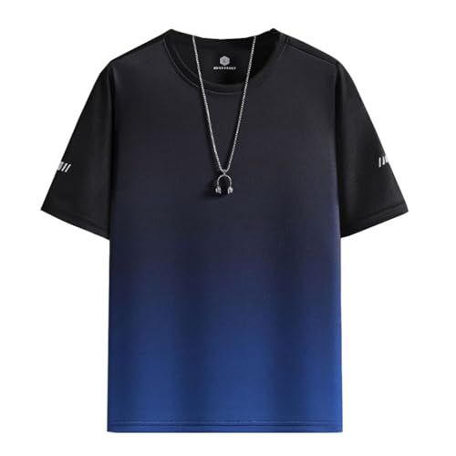 [Anzn] Tシャツ メンズ 半袖 夏服 スポーツウェア メンズ 半袖 ビッグt グラデーション カットソー カ ジュアル ランニングウェア ゆったり おしゃれ 丸襟 軽い 速乾 通気 大きいサイズ 春 夏 秋-lan-2XL