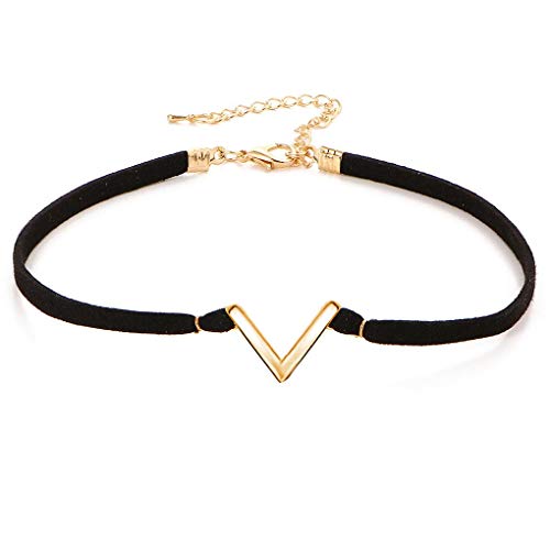 Diamoen Simple en Cuir Géométrie Collier en Forme de V Chocker Collier Court Cadeau pour Les Femmes Cover