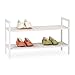 Produktbild Relaxdays Schuhregal stapelbar, Schuhablage mit 2 Etagen, Walnuss, Landhaus, bis zu 6 Paar Schuhe, HBT 41x69x27 cm, weiß