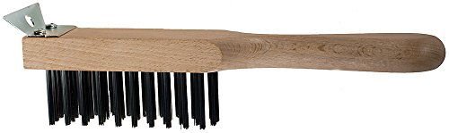PFERD 85071 Heavy Duty Scratch Brush with Scraper.012 Carbon Steel, 4 x 11 Wire Rows, 11