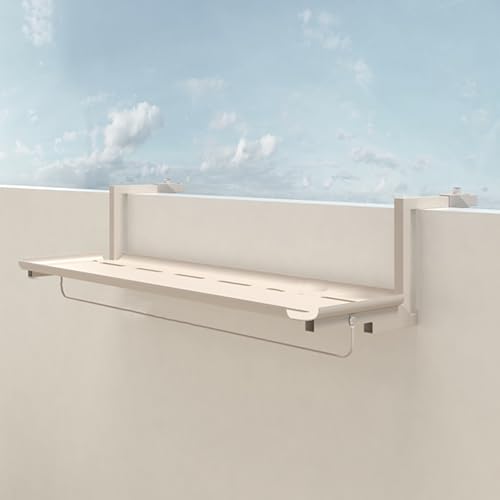 Mesa colgante ajustable de 60 cm para balcón, patio, bar, con revestimiento de zinc para mayor durabilidad, control de altura de 7 velocidades, para cestas de ropa y exhibiciones de flores (blanco)