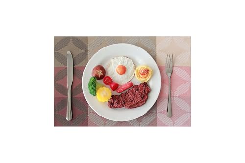 Image of Dribble PVC Placemats Set of 6 | Heat-Resistant, Washable, Waterproof Table Mats | Anti-Slip Dining Table Placemats for Kitchen & Home Decor - 45x30cm, Design -Mosaic