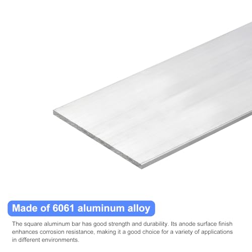 Image of uxcell Square Aluminum Flat Bar, 3 /16 inch Thick 3.9 inch Width 12 inch Length Square Aluminum Bar 6061 Aluminum Flat Plate, 4 x 100 x 305mm T6511 Solid New Mill Stock for Industrial Building