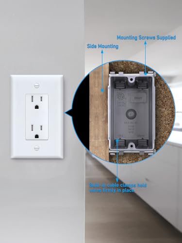 LEONLITE 22.5 Cubic Inch One Gang New Work Electrical Outlet Box, Ultra-deep Device Box, PVC Electrical Junction Box for Switch, GFCI, Step Light, ETL Listed, Gray, Pack of 6 - Thumbnail 3