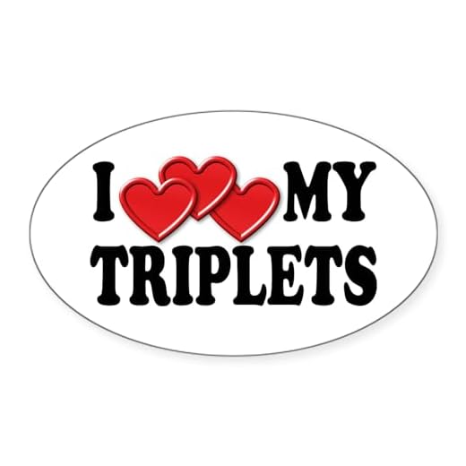CafePress I Love Heart My Triplets Oval Sticker Oval Bumper Sticker Car Decal