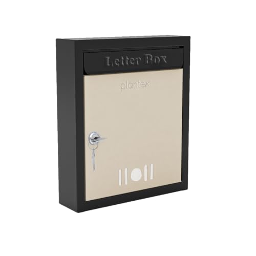 Plantex Letter Box/GI Steel Post Box/Suggestion Box/Donation Box with Key Lock/Letter Box for Home/Office/Hotel Gate/Complaint Box (Black & Ivory) - Wall Mount A4 Size