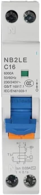 NB2LE Curve B C Type A AC 1P+N Residual Current Operated Leakage Protection Switch Circuit Breaker RCBO 30MA 10A 16A 20A(Curve C-AC,6A)