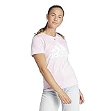 adidas essentials logo tee, t-shirt donna, clear pink/white, l