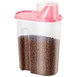 SenseYo Pet Food Storage Container 2lb 2.5L translucent Cat Dog Food Storage Container Dispenser with Measuring Cup Pour Spout Sealed Cover for Pets (Pink 1pcs)