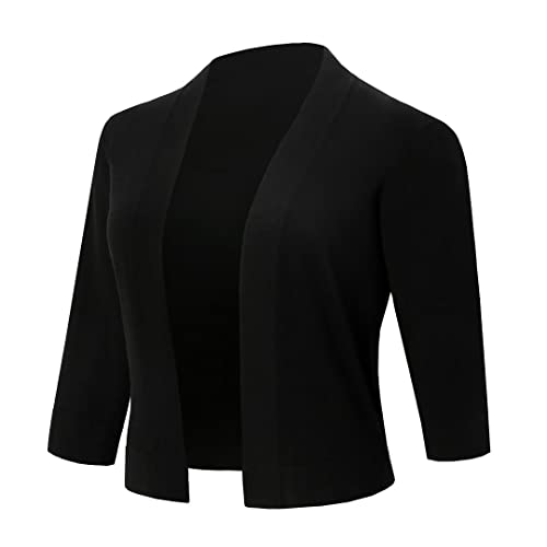Women's 3/4 Sleeve Shrugs Sweaters Casual Lightweight Open Front Knitted Cardigans