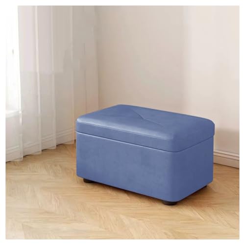 Pobbycrafm Baul Almacenaje Dormitorio, Acolchado Banquetas Dormitorio de Piel Sintética, Almacenamiento Oculto, Banco Pie de Cama para Sala de Estar, Dormitorio, Entrada Blue