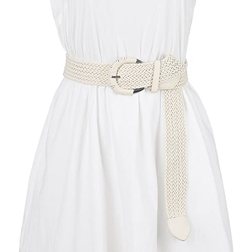 Allegra K Woven Plus Size Waist Belts Wide Braided Belts for Women Dress Metal Buckle4