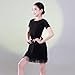 Girls Latin Dance Dress 2 Piece Set Bodysuit and Tassel Skirt Solid Performance Dancewear Black