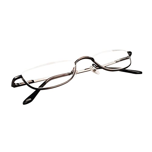 Inlefen Unisex Halbmond Halbrahmen Lesebrille Metall Material rahmen Frühling Scharniere Brillen (Rotguss/+2.0) Cover