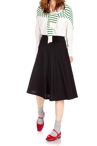 Dani's Choice Stretch High Waist A-line Flared Long Midi Skirt4