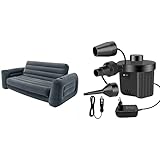 Intex Schlafcouch 66552 & Elektrische Luftpumpe,Jsdoin Luftpumpe für luftmatratze, 2 in 1 Inflate und Deflate Elektrische Pump mit 3 Luftdüse
