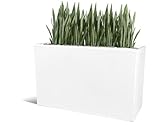 Kloris Blumenkasten, rechteckig, modern, aus Polyethylen, 80 x 30 cm, Höhe 50 cm, weiß, hohe Qualität, hergestellt in Italien