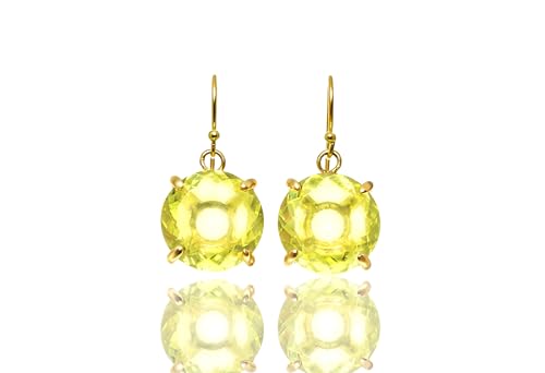 Boucles d'oreilles en quartz jaune avec boîte cadeau fantaisie incluse