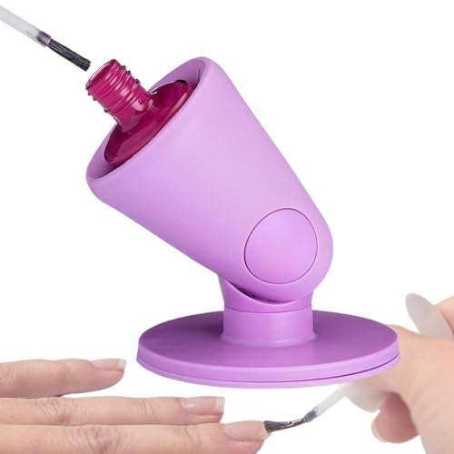 Charnière en silicone sans basculement pour flacon de vernis à ongles - 7,9 x 9,4 cm - Violet - Anti-déversement - Support incliné - Smartgrip - Ventouse - Portable - Pour vernis à ongles